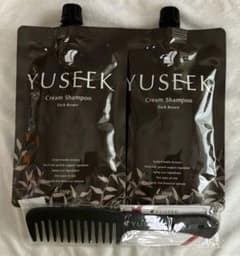 YUSEEK ユーシーク シャンプー 350g ダークブラウン 2本 コーム付き