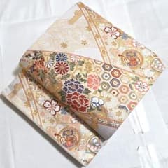 A5◇着物くつろぎ 美品 西陣織 能衣華橋 金 桜 六通 正絹 フォーマルな