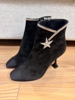 CHANEL シャネル ブーティ スター ビジュー ブラック スエード 36.5