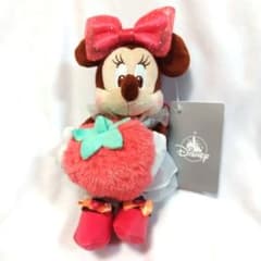 ディズニーストアいちごミニーちゃんぬいぐるみキーチェーン苺