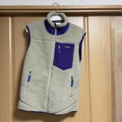 美品】Patagonia レディースフリース ベスト ベージュ・パープル
