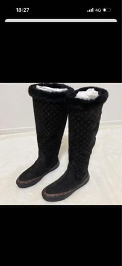 極美品 ルイヴィトン モノグラム ロングブーツ ムートン スエード 22.5