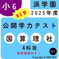 浜学園 小6 最新版 2025年 公開学力テスト4科目 国語、算数、理科