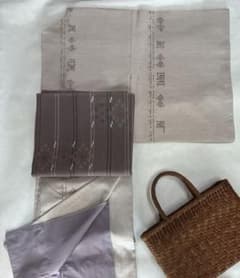 着物単品 袷 白山工房 牛首紬 染色家 市川純一郎 薄小豆色 草花 作家