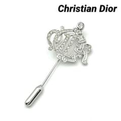 クリスチャンディオール エンブレム ロゴ ラインストーン ブローチ