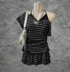 ボーダー y2k セットアップ ロック NANA ダークコア 平成ギャル パンク