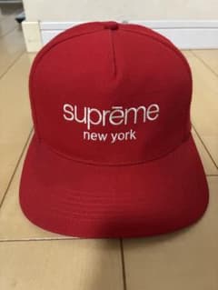 supreme 赤 ベースボールキャップ - メルカリ
