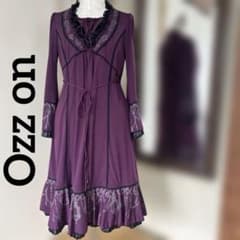 OZZ ONESTE パープル レースアップひざ丈ワンピース［商品番号3