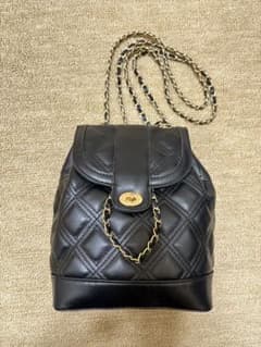 ブラック キルティング リュック ハンドバッグ ゴールドチェーン