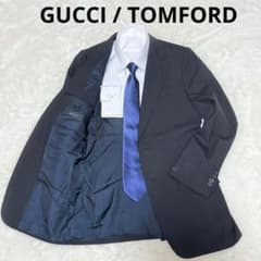 GUCCI グッチ 黒タグトムフォード期 テーラード 2ボタン 黒 ストライプ