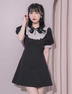 pium コットンレースドーリーカフェワンピ ブラック - メルカリ