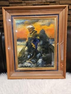 工藤和男「明け海の群像」油彩 F6号 創元会元会長 労働者の賛歌 逸品