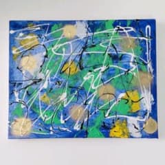 肉質油絵立てP20抽象画田村隆枝額装仕上げ品