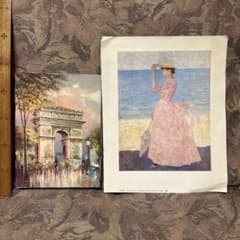 貴重1900年作品絵画『100年前のフランス貴婦人』手彩色アンティーク