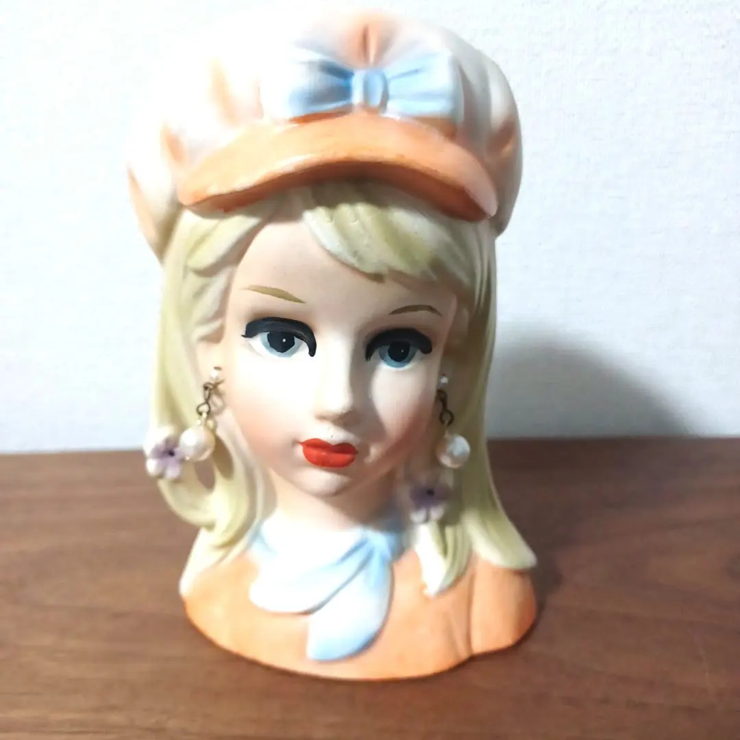 60sヴィンテージ レディヘッドベース陶器花瓶LEE WARDS日本製