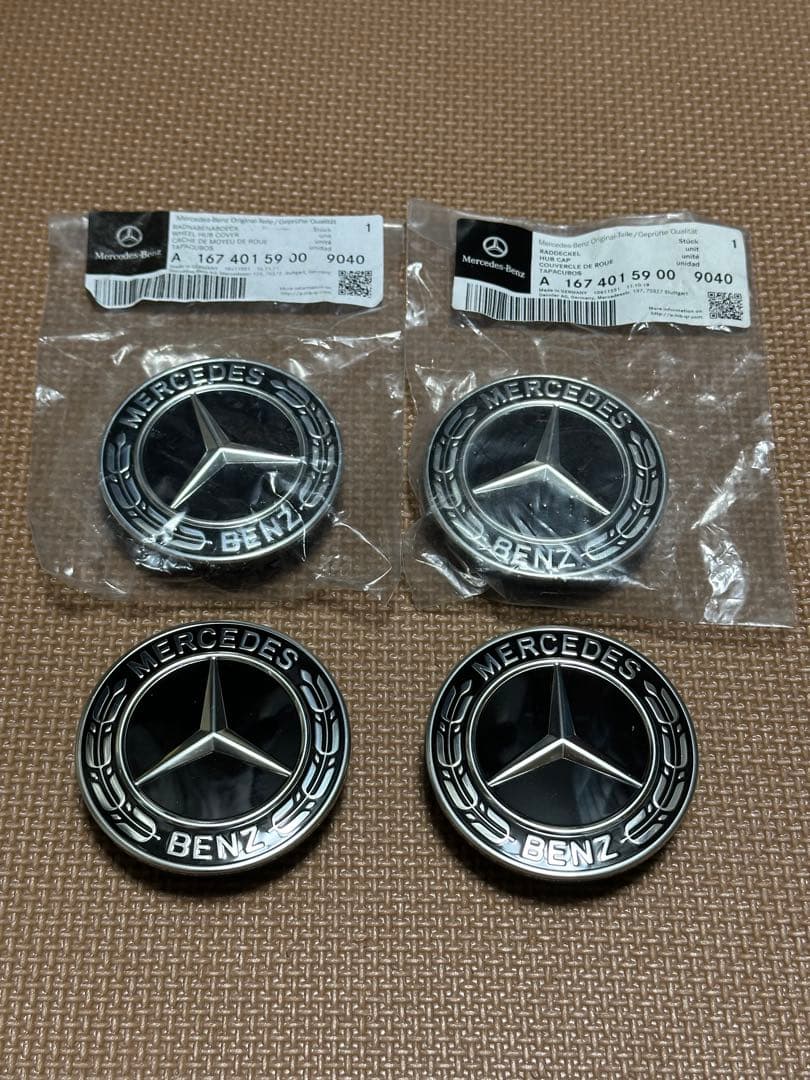 新品 メルセデスベンツ 純正 センターキャップ 4個 ブラック - メルカリ