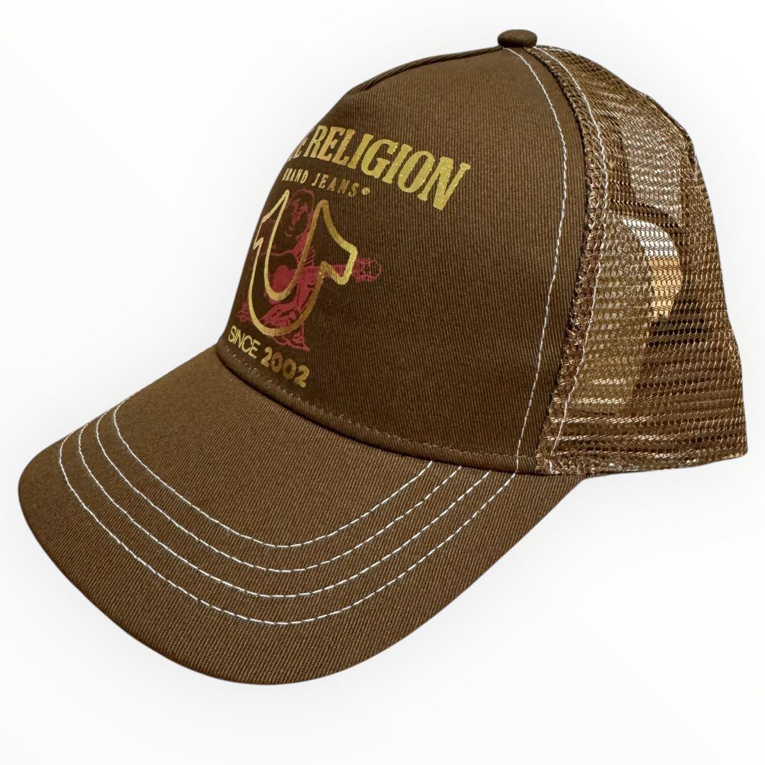 TRUE RELIGION ブラウンメッシュキャップ Buddha ギターロゴ - メルカリ