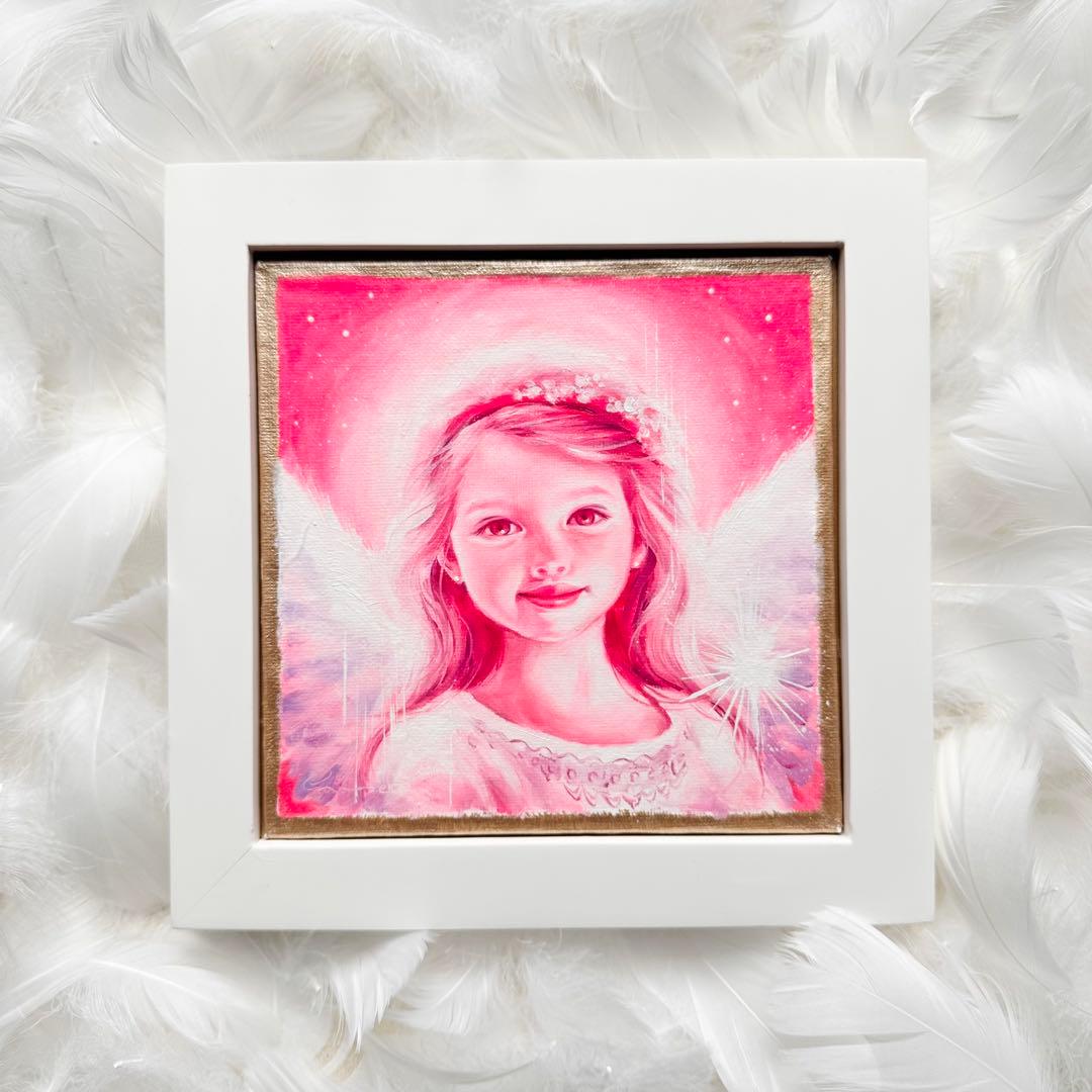 油彩・原画「Sweet angel」絵画・アート・天使・フレーム・油絵 Amazon.co.jp: アート絵画 少女と天使 ハンス・ザツカ 花の