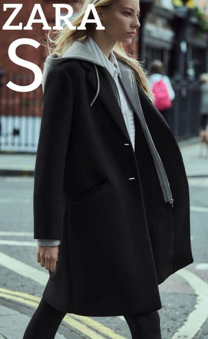 定価13590円☆ZARA☆ デタッチャブルフード コントラストコートS