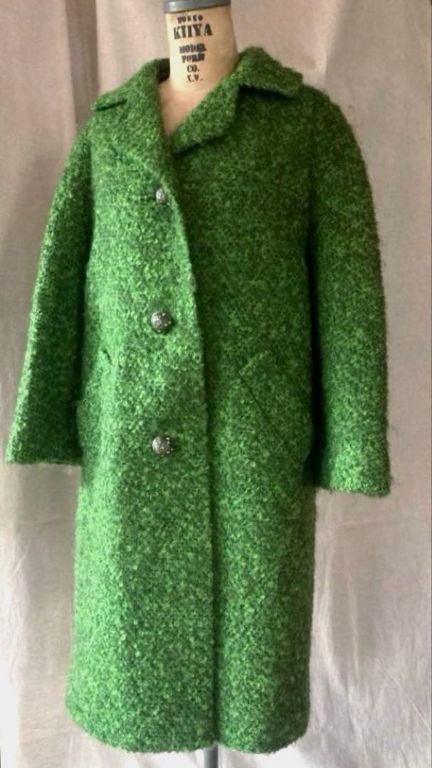 c*o様 ビンテージ60sモヘアウール グリーン コート 50s レトロ 大正モ Vintage モヘア混オーバーウールコート