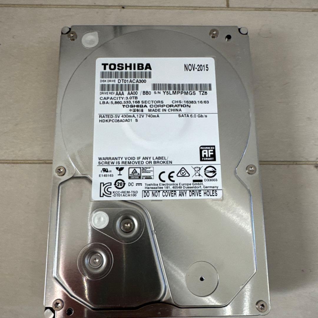 良品】東芝 TOSHIBA DT01ACA300内蔵ハードディスク3TB - メルカリ