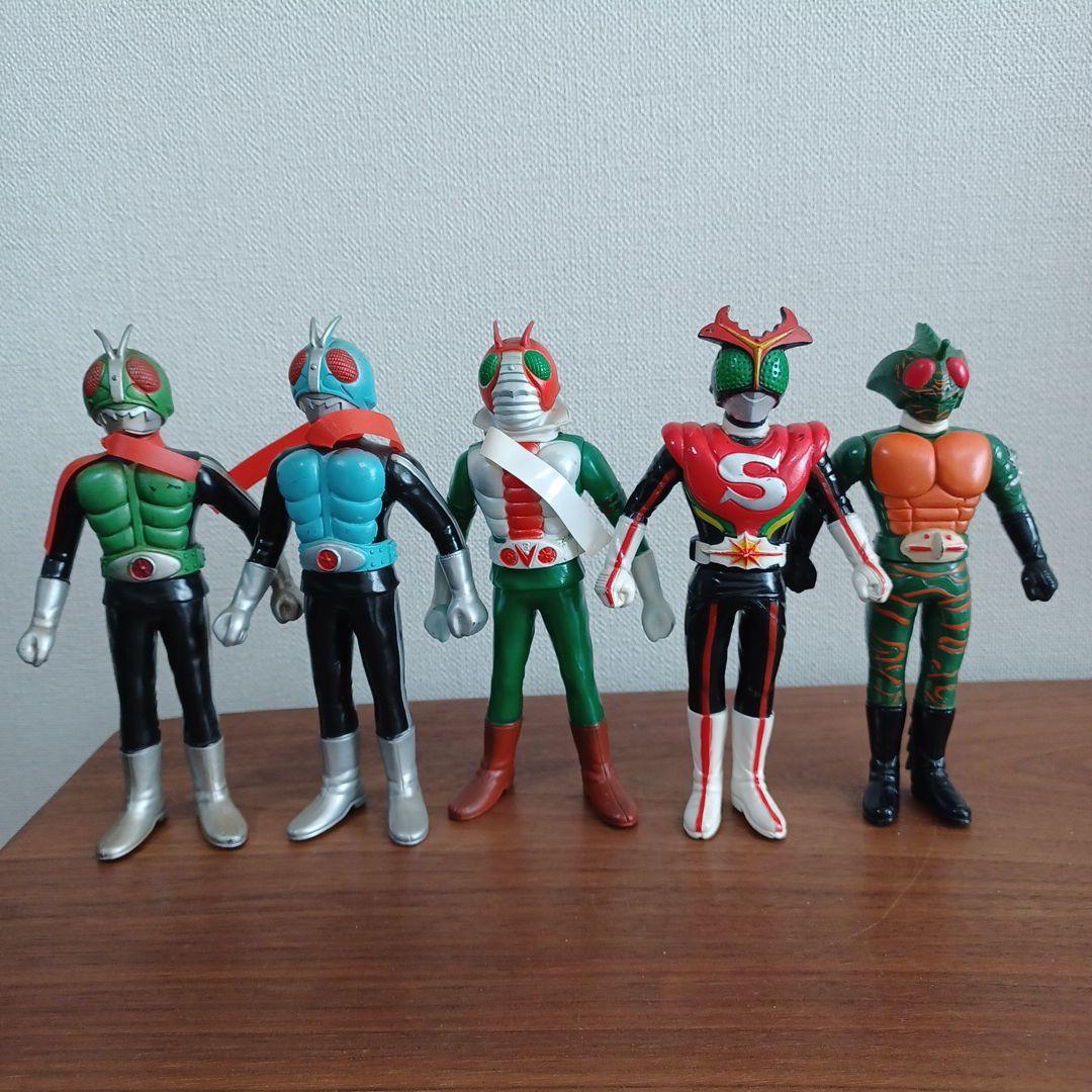 当時物　ポピー（バンダイ）製「仮面ライダー」希少ソフビフィギュア５体セット 当時物 ポピー製「仮面ライダー」希少ソフビフィギュア5体セット