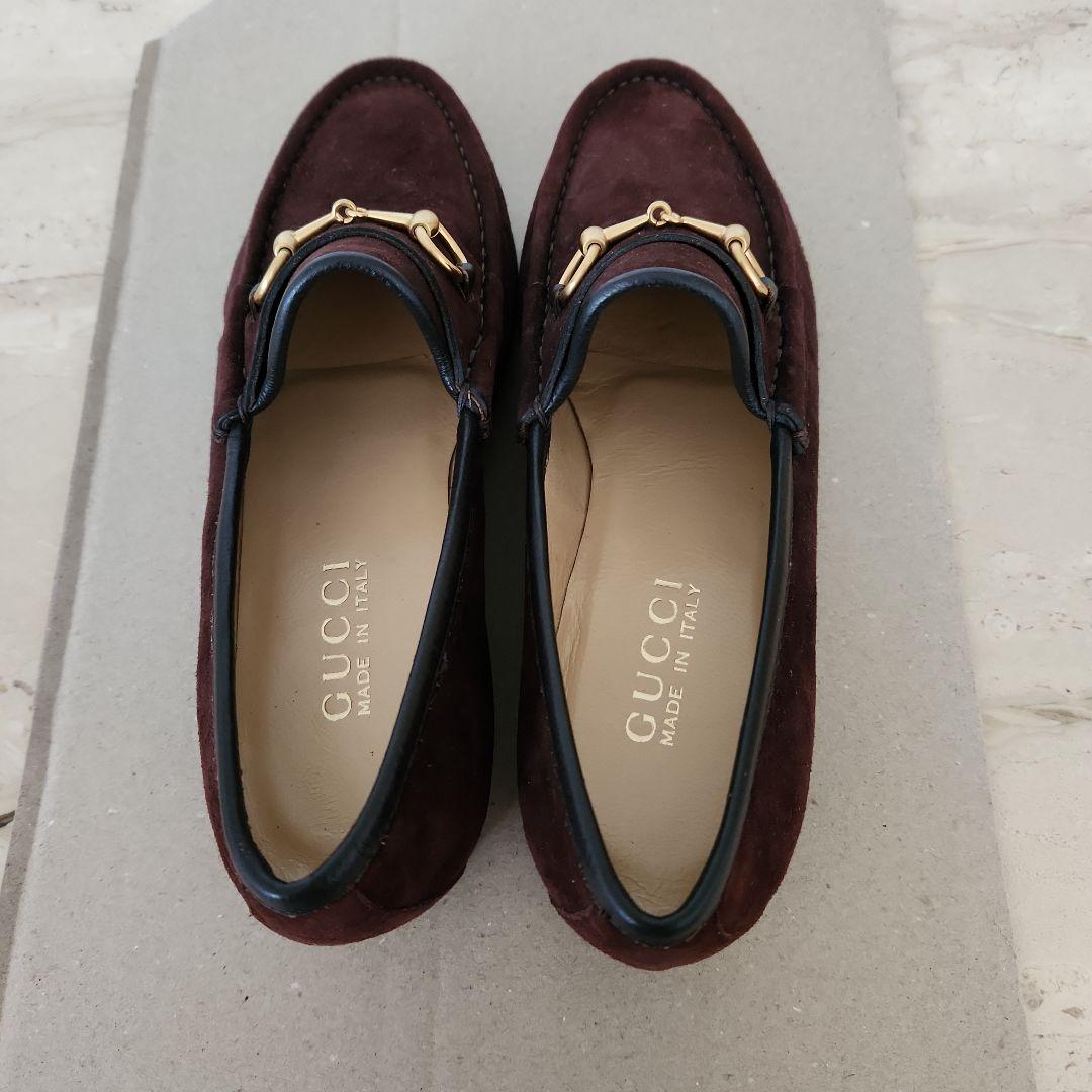 GUCCI グッチ スエード ホースビット ローファー シューズ ブラウン