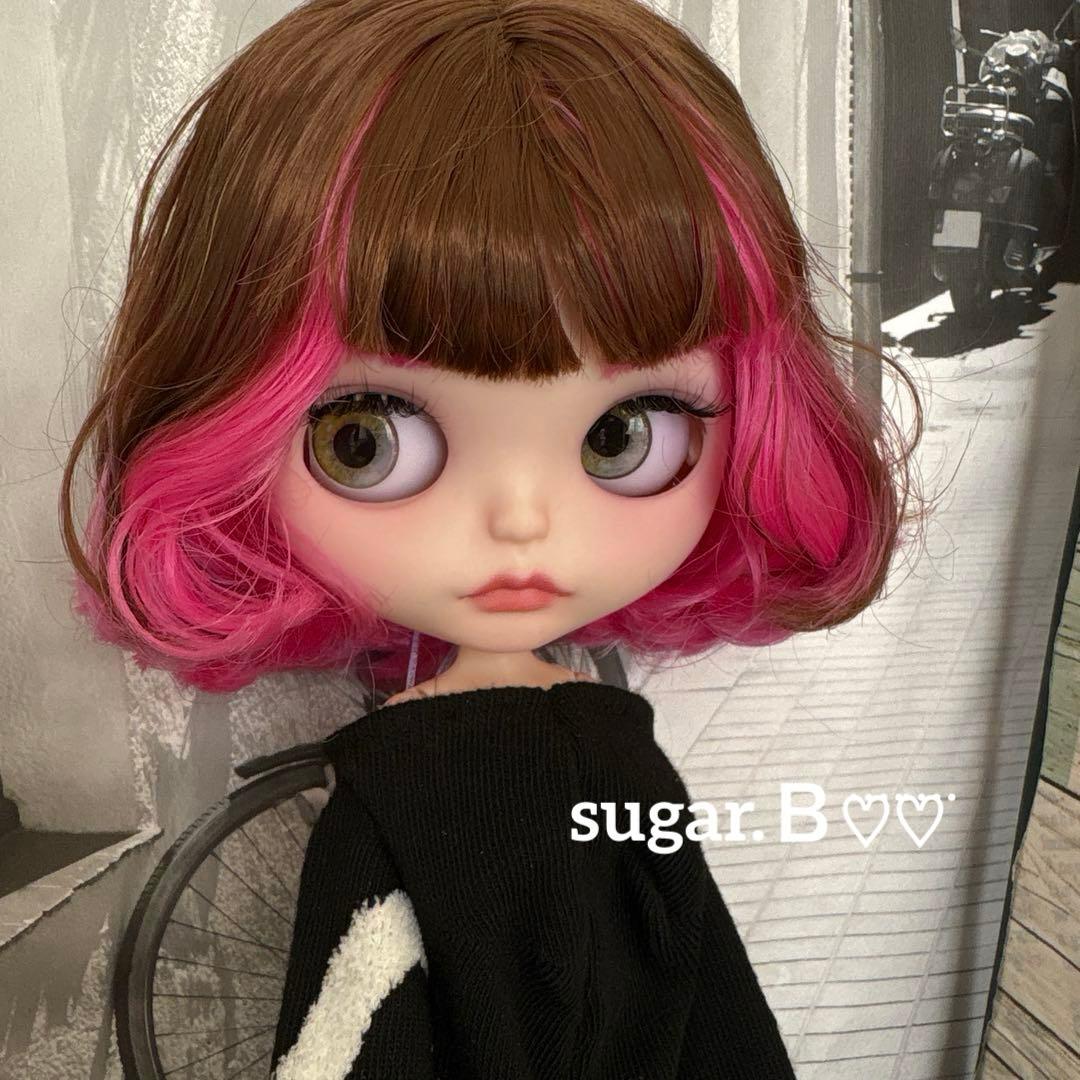 アイシードールカスタム♡⃜ピンク×ブラウン♪ アイシードール ピンクリップ 着せ替え人形 ICY カスタムドール 可動