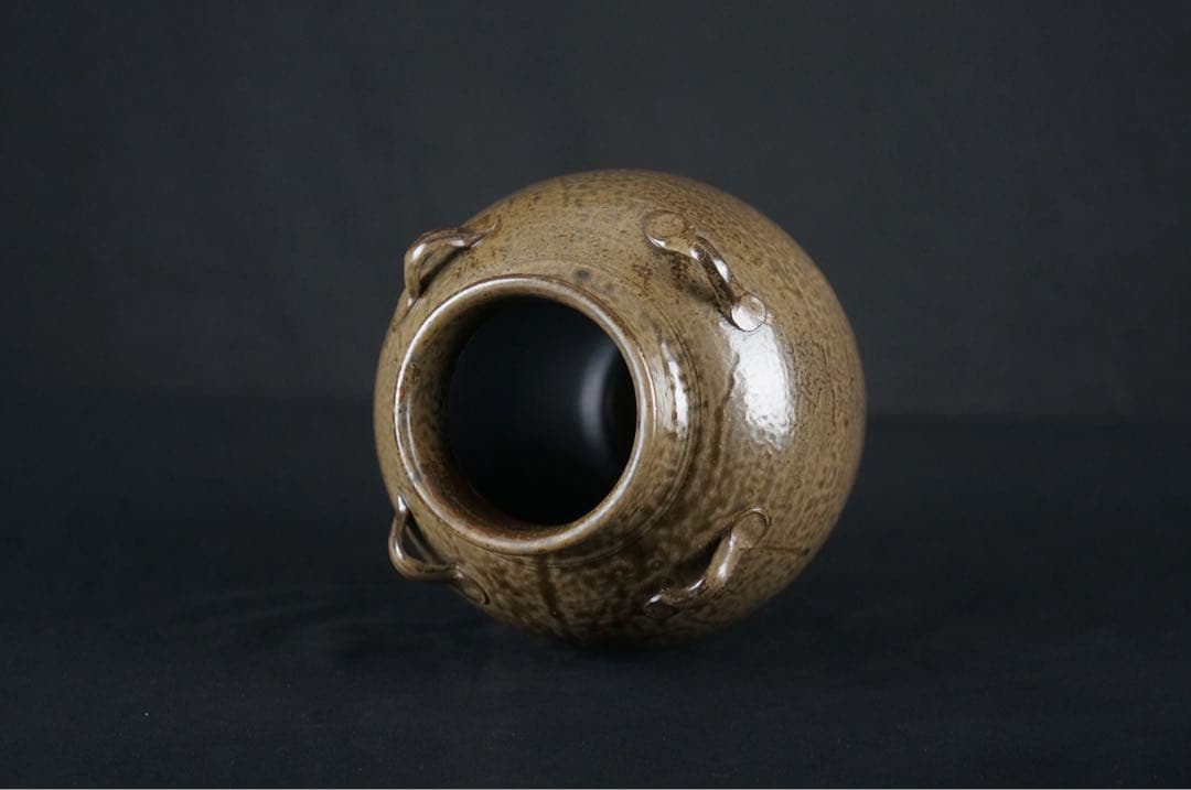 尾中窯 市野信水 作 丹波焼 茶壺 飾壺 陶印 共箱