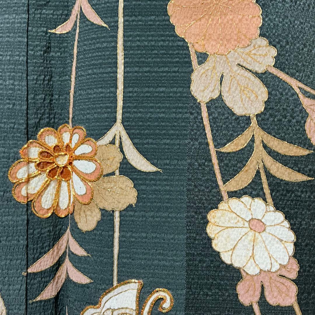 b508 正絹 袷 訪問着 金駒刺繍 金箔 未使用しつけ付 着物 - メルカリ
