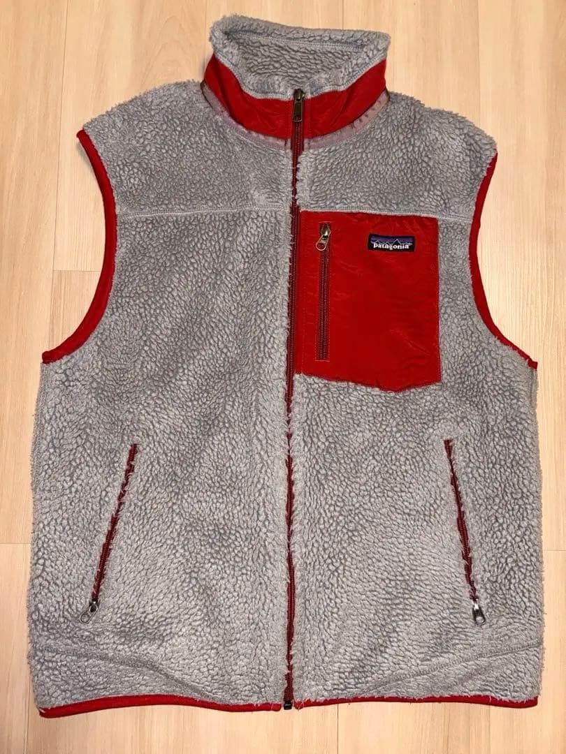 patagonia レトロ X フリース ベスト グレー×レッド M - メルカリ