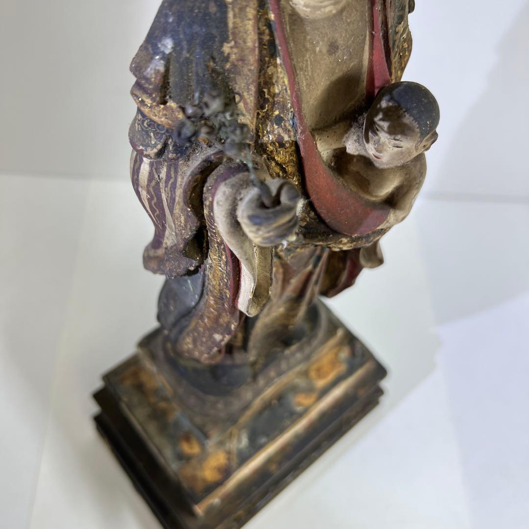 専用桃山~江戸初期木彫鬼子母神玉眼仏像高さ約49㎝ 東Y8-0203☆2F