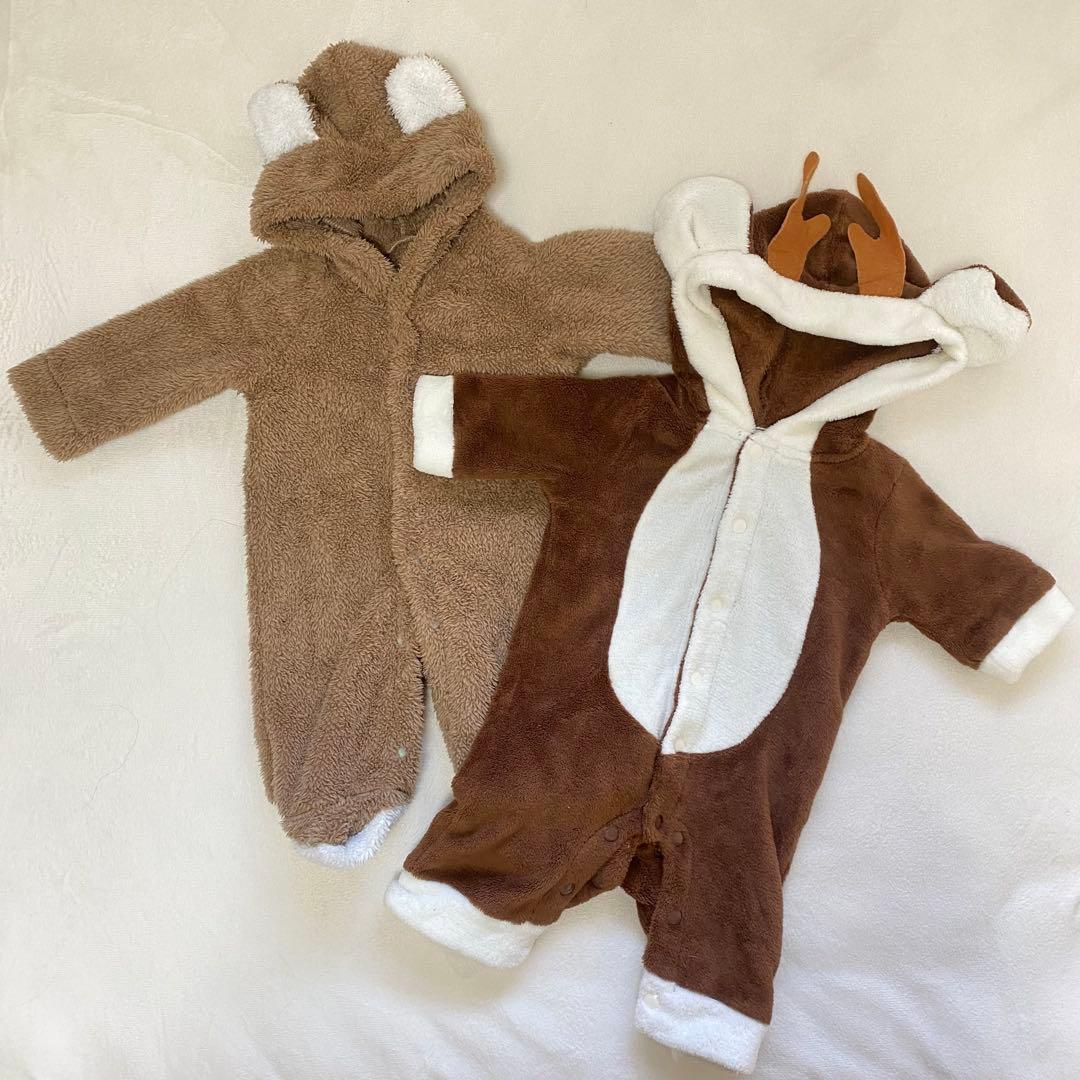 クマとリスのロンパースセット - メルカリ