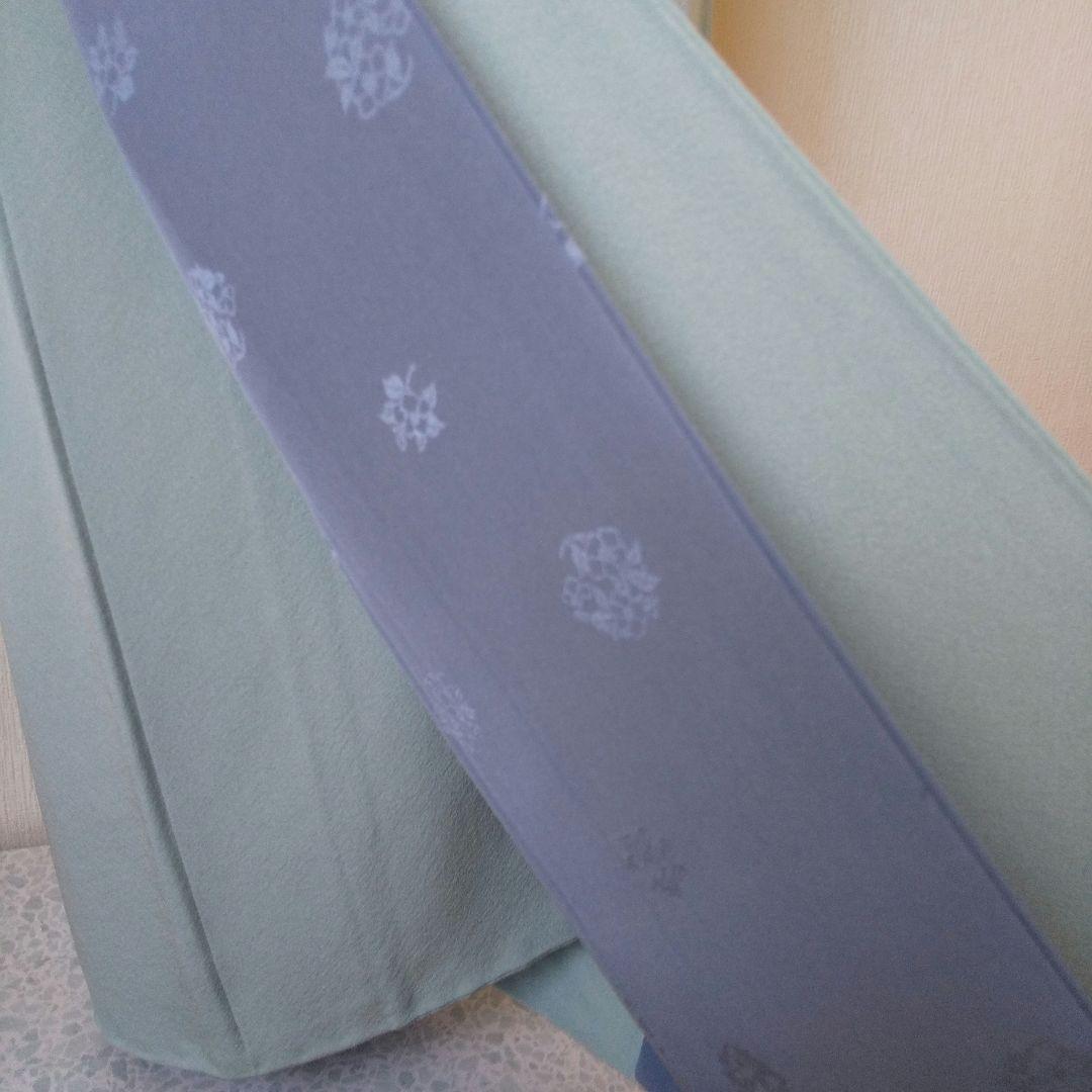 あぃけぃ様・正絹・色無地薄水色系・比翼仕立て・一つ紋・袷、お着物