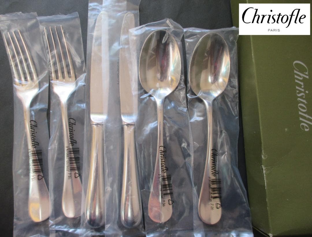 未開封極美品☆仏蘭西 高級銀器クリストフル　カトラリー６本ステンレス　フィデリオ クリストフル社ディナーカトラリー用3本セット フランスアンティーク