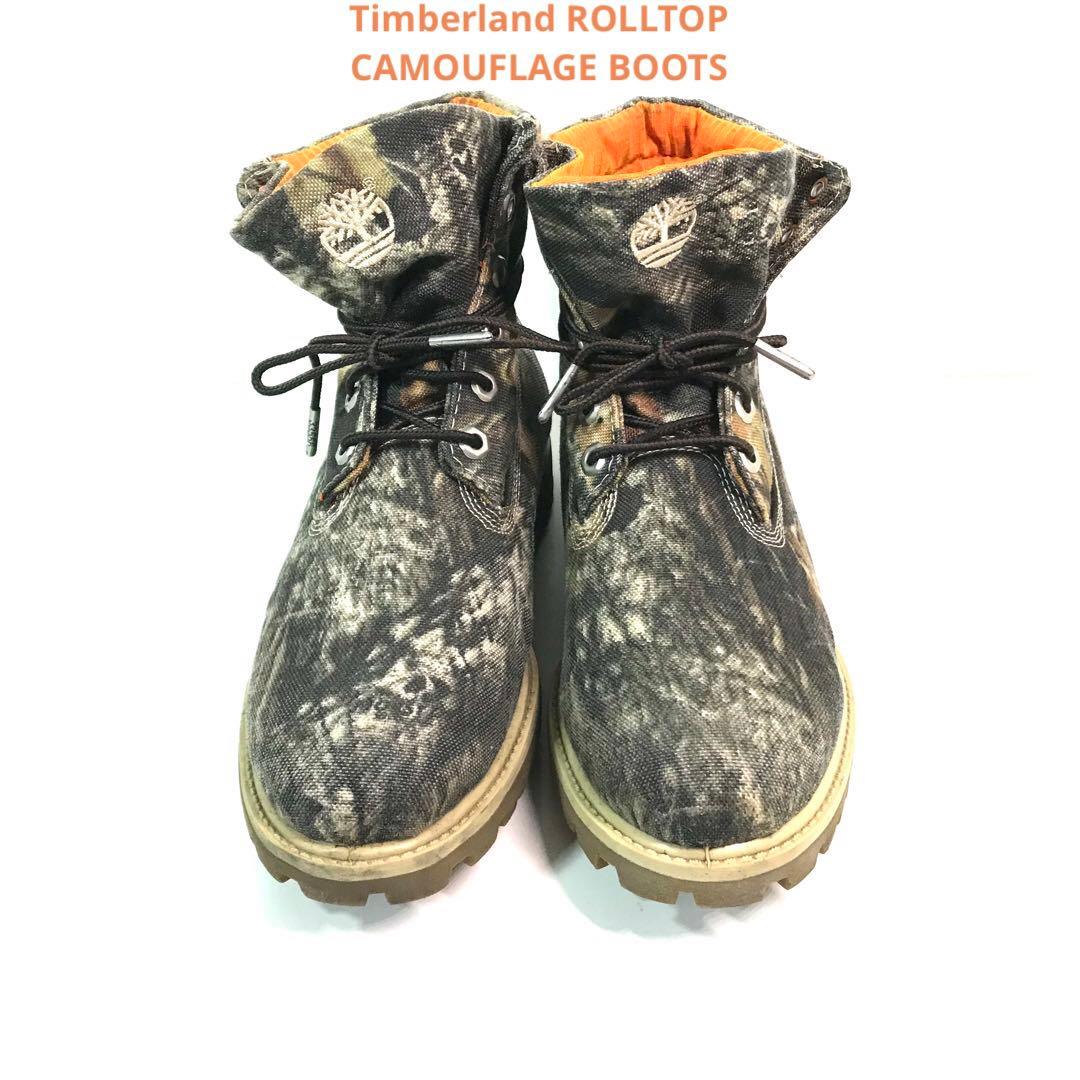 ティンバーランド ロールトップ ブーツ 迷彩 カモフラ 防水キャンバス