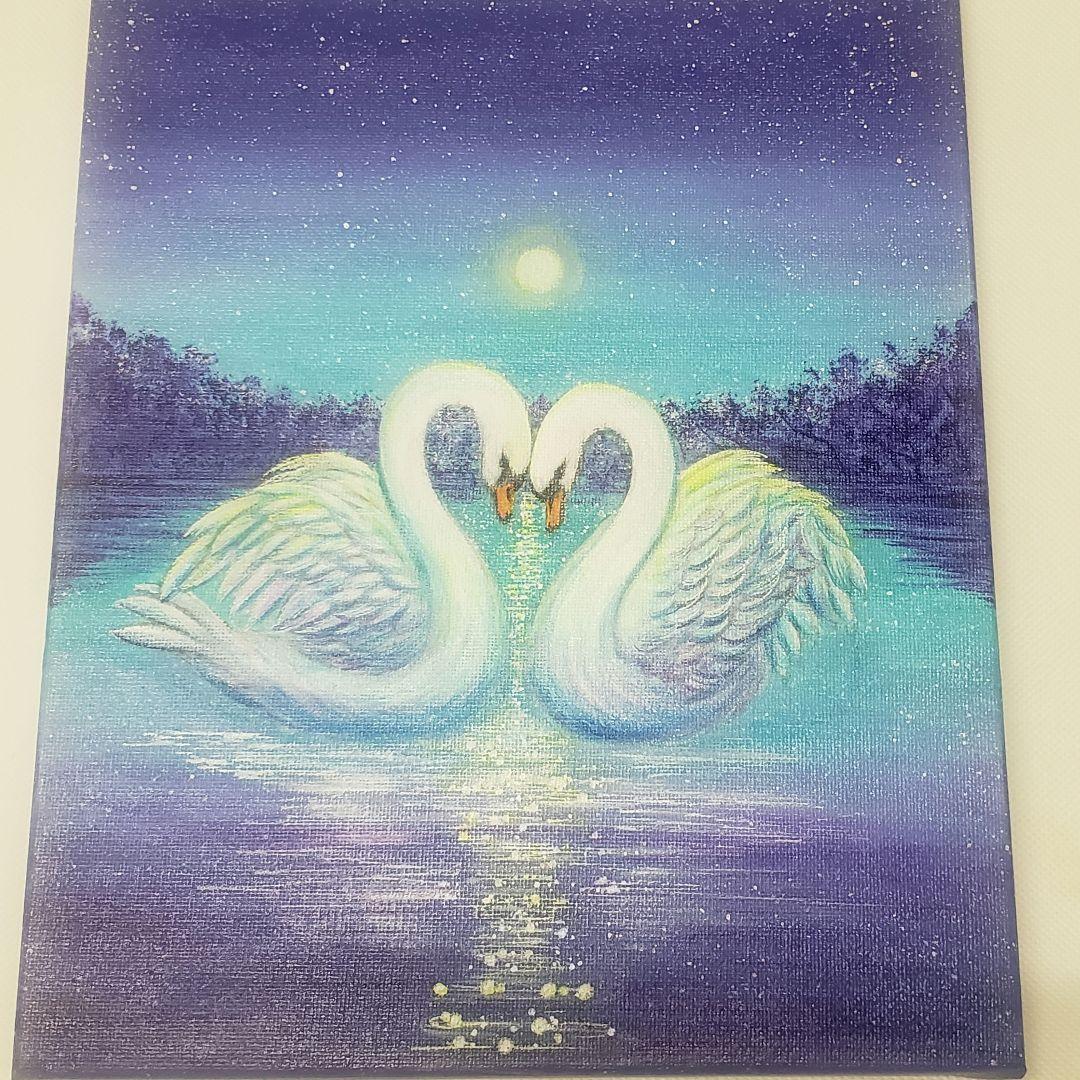 参考作品】No.448 白鳥 湖 満月 スワン 風景画 絵画 開運絵画 - メルカリ