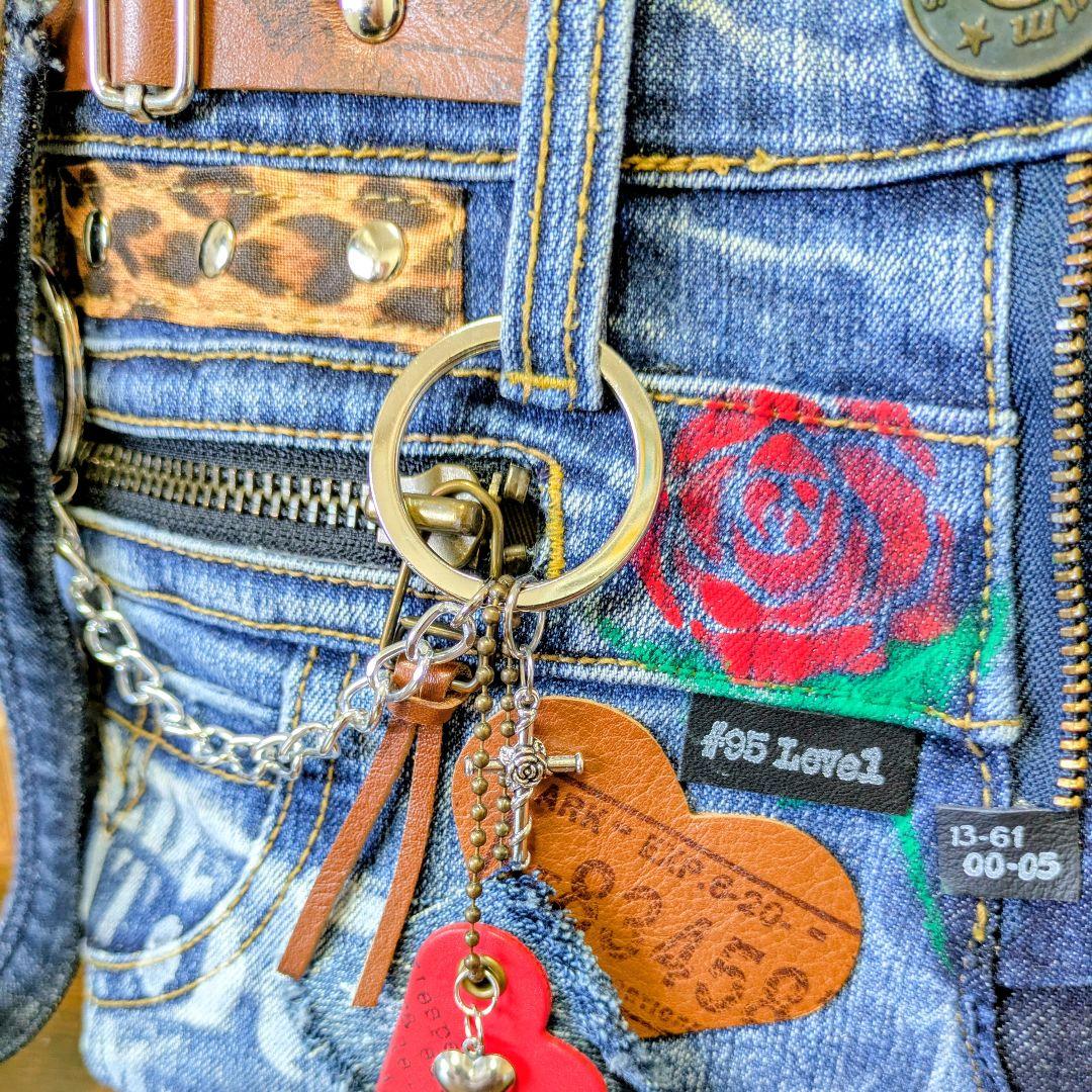 デニムリメイク 2wayトート｜薔薇刺繍×ステンシル・ポケットたくさん
