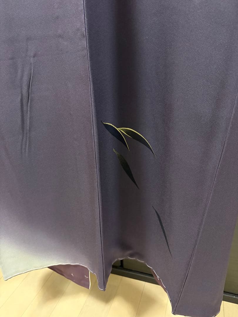 新品未使用★しつけ付き　竹　付け下げ　トールサイズ　紫　黒　金　正絹