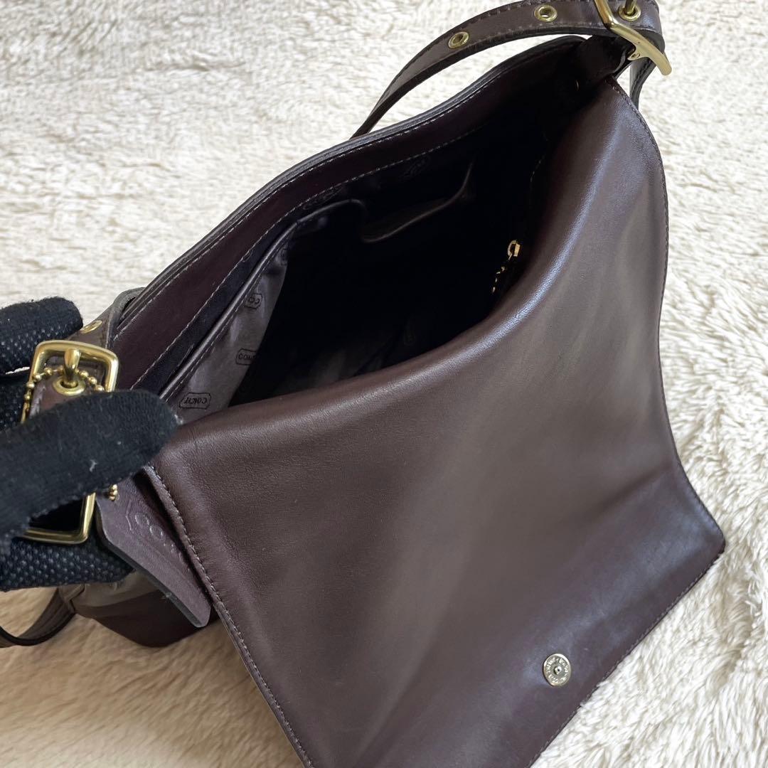 美品 オールドコーチ フラップ ホック グラブタンレザー ショルダー