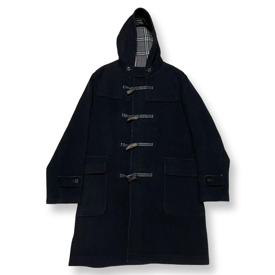 バーバリー　ブラックレーベル　ダッフルコート　チェック　黒　グレー　メンズ　M バーバリーブラックレーベルのダッフルコート人気ランキング！