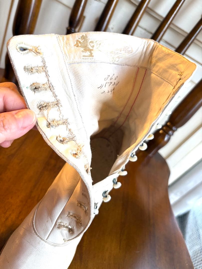 希少 フランスアンティーク ボタンアップブーツ ヴィクトリアン レザー