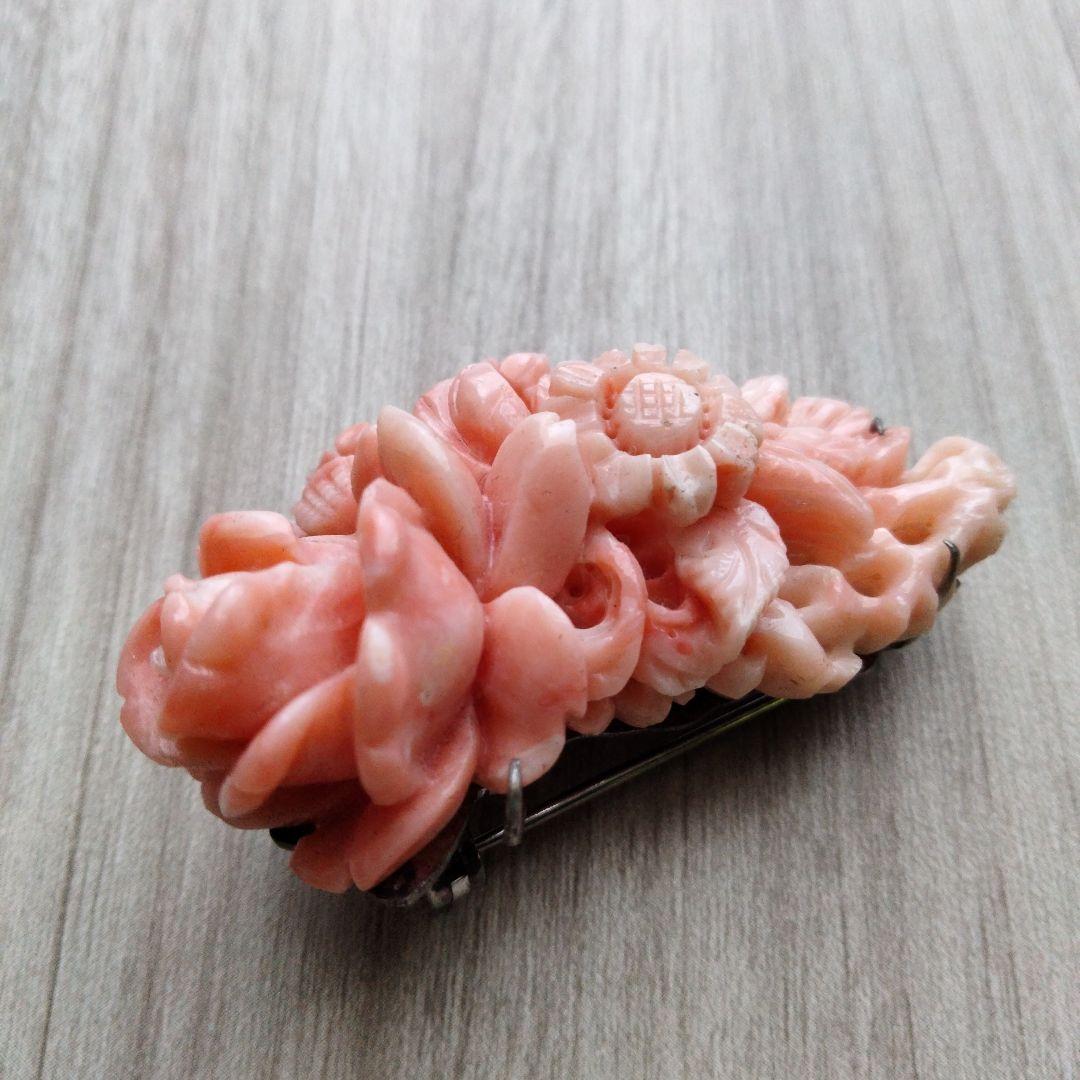 デザイン 珊瑚 ブローチ 31.9g