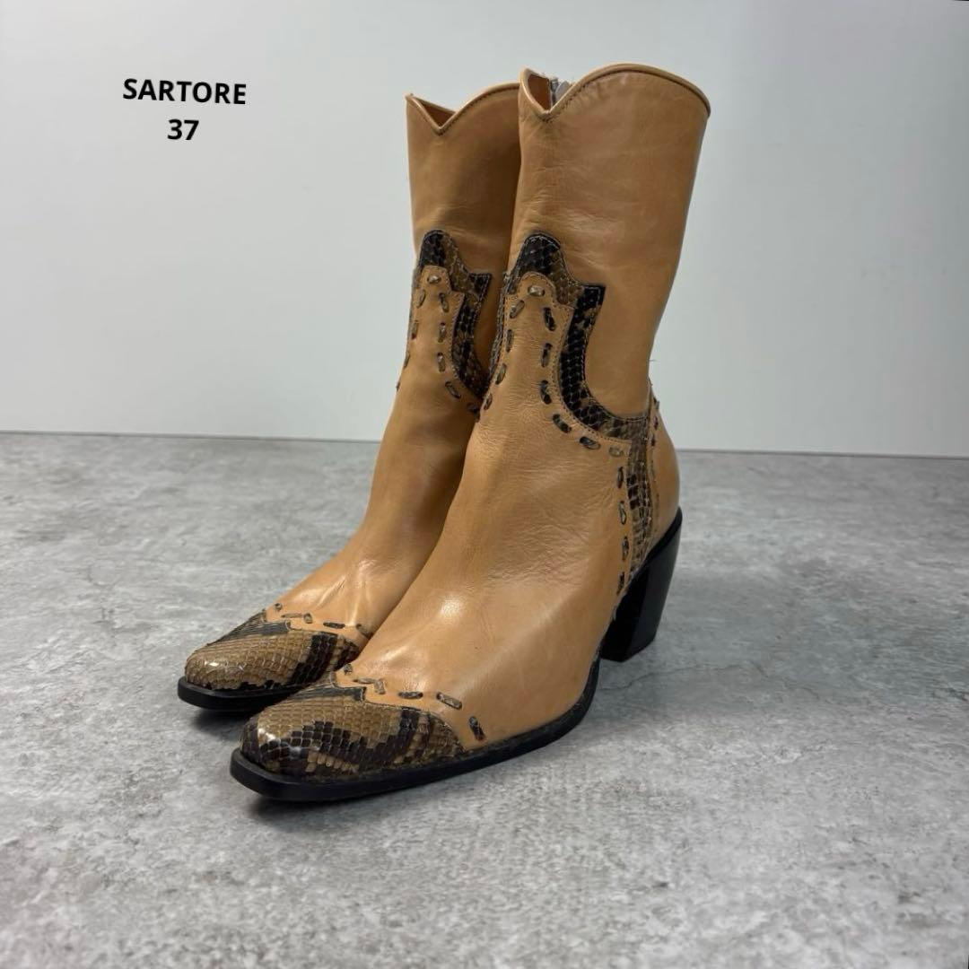 サルトル SARTORE レザー ウエスタンブーツ イタリア製 蛇柄 37 サルトル SARTORE レザー ウエスタンブーツ イタリア製 蛇柄 37