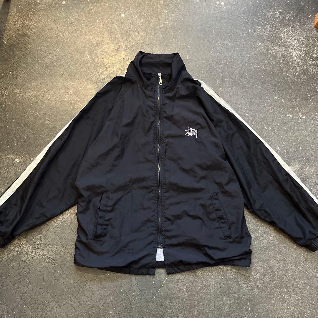 stussy トラックジャケット オールド 黒 刺繍ロゴ - メルカリ