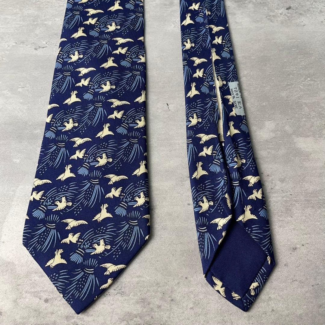 美品 HERMES エルメス 鳥 稲 アニマル柄 ネクタイ ネイビー 紺 - メルカリ