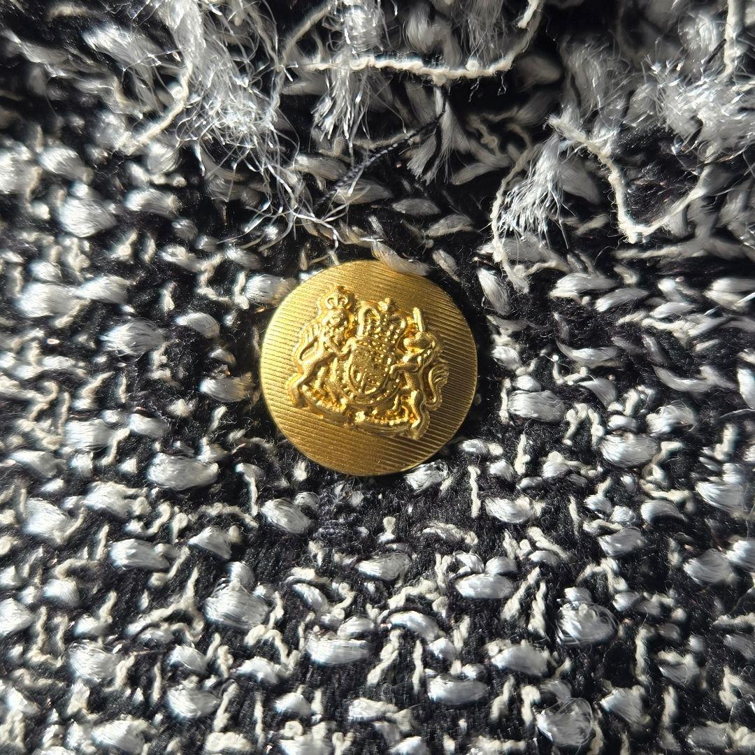 美品✨リヴドロワ ツイードニットカーディガン 黒 ブラック フリンジ