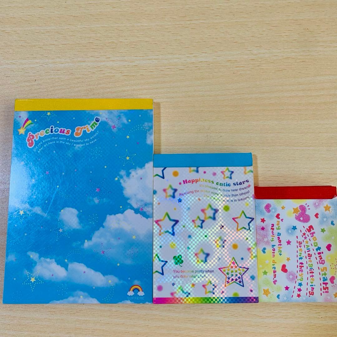 平成レトロ カミオジャパン 虹 星 ハート 【模様①】メモ帳 3冊セット
