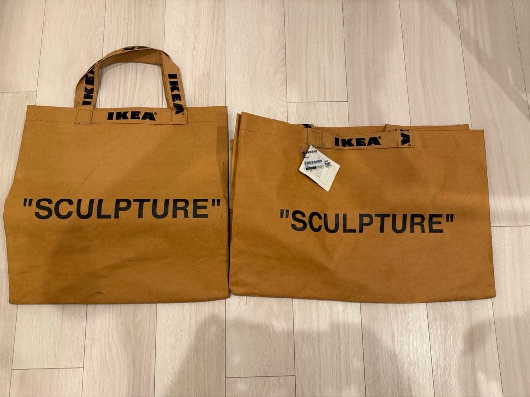 IKEA Virgil Abloh コラボ ペーパーバッグM L オフホワイト 構想から3年 全15型からなるヴァージルと「イケア」のコラボ家具