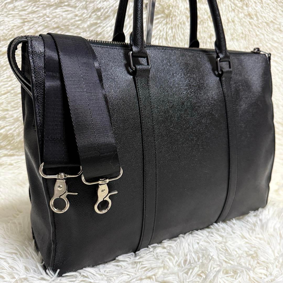 現行✨美品 コーチ グラハム ビジネスバッグ 2way 自立 A4可 黒 レザー